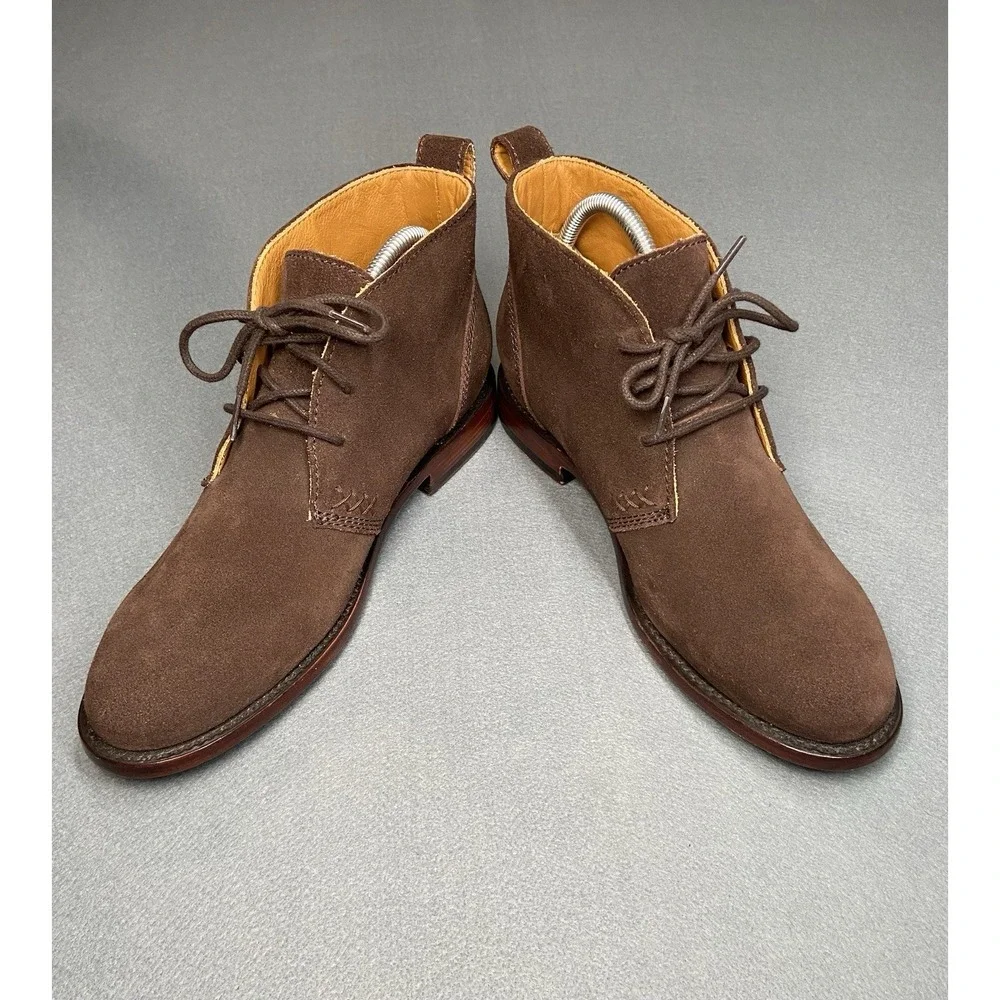 Hevias Men's Handmade Brown Suede Lace-Up Chukka Boots w/ Leather Lining